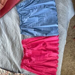 J. Crew Blue and Pink Sidewalk Skirts with scallop trim